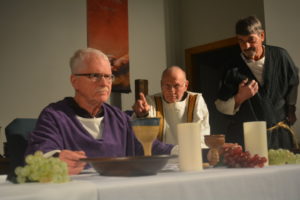 Prairie Chapel United Methodist Church will have a live performance of the Last Supper on Maundy Thursday, April 13 at 7 p.m. in the sanctuary. Pictured are Pastor Dail Parrish as Jesus, Leonard Cognion as Thomas and Clarence Fisher as Philip. Beth Scott | Beacon