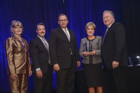Left to Right: Phyllis Grant, Sr. Manager, Supplier Diversity, Lockheed Martin Missiles and Fire Control; John Feeney, Director, Supply Chain Operations, Lockheed Martin Missiles and Fire Control; Dan Erb, President and CEO, Jones Metal Products; Pat Matchett, Manager, Customer Service, Jones Metal Products; and John Varley, VP, Global Supply Chain, Lockheed Martin Missiles and Fire Control. Orlando FL.