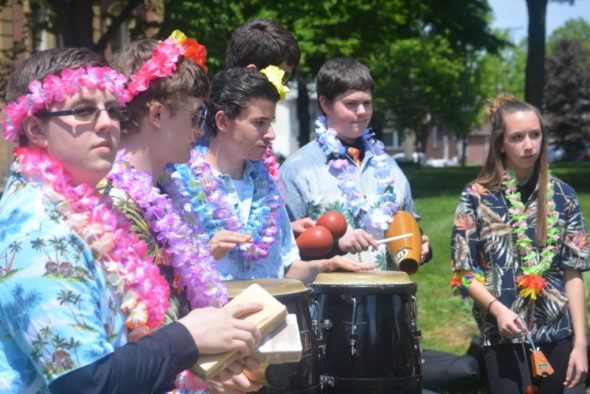 Members of River View High School’s Caribbean Drum Ensemble performed on May 10 at the Dogwood Youth Arts Celebration on the court square. Josie Sellers | Beacon
