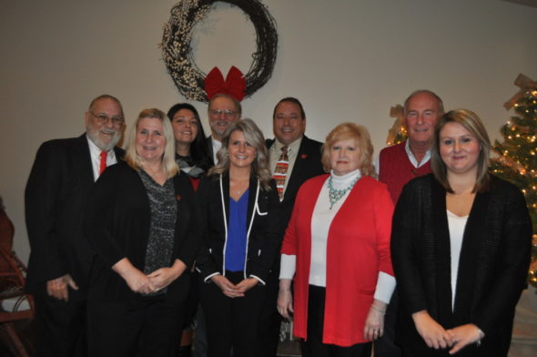 Pete Kopf from the OAR installed the 2017 slate of officers and new directors at the annual Coshocton County Board of Realtors awards dinner held Tuesday evening, Dec. 13 at the M Event Centre. Front row: Christi Olinger, Treasurer, Stephanie Conrad, board of directors, Marlene Griffith, Secretary, Sheila Shingleton, board of directors. Back row, Jim Nelson, President, Christina Humphreys, board of directors, Tom Dile, Past-President, Joe Scott, board of directors and Terry Longsworth, board of directors. Other directors not pictured: Curt Crouso, Todd Endsley, Heather LePage and Niza Rodriguez. 
