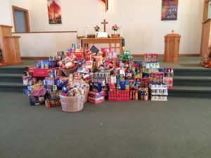 The congregation at Prairie Chapel Church donated non-perishable food items for the food pantry at New Life Ministries. Contributed | Beacon