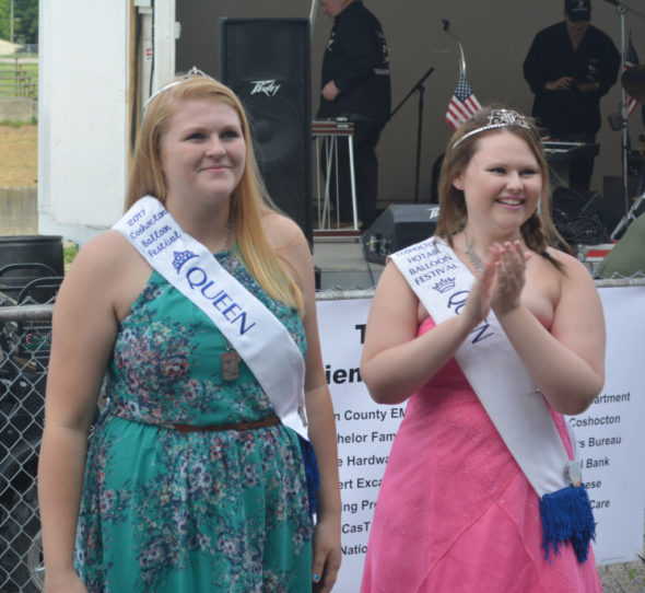 Candace Cormack, right, clapped for Josey Lillibridge, who was just crowned the 2017 Coshocton Hot Air Balloon Festival queen. Cormack represented the festival as the 2016 queen. Josie Sellers | Beacon